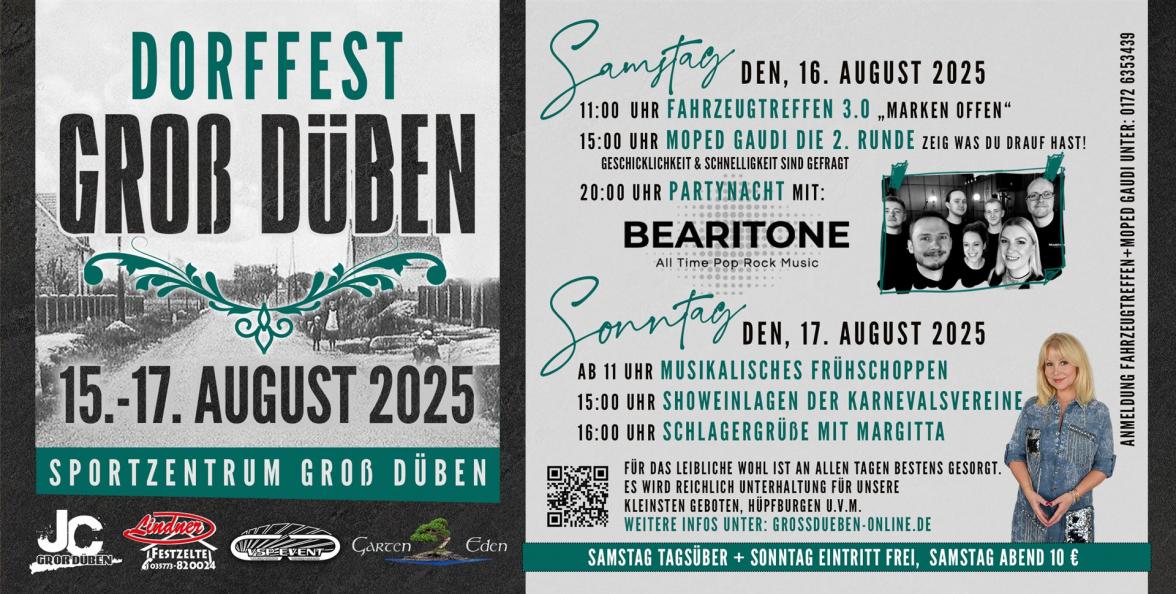 Werbung Dorffest 2025 un Groß Düben