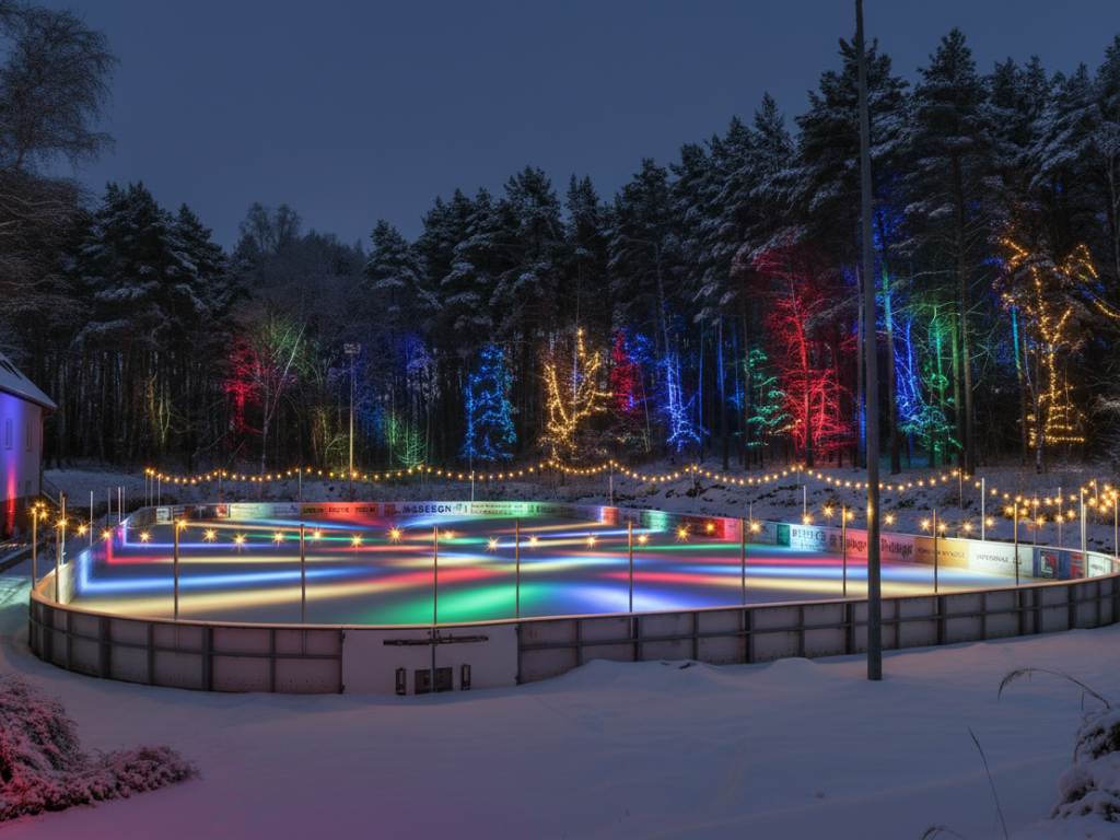 Beleuchtetes Eisstadion
