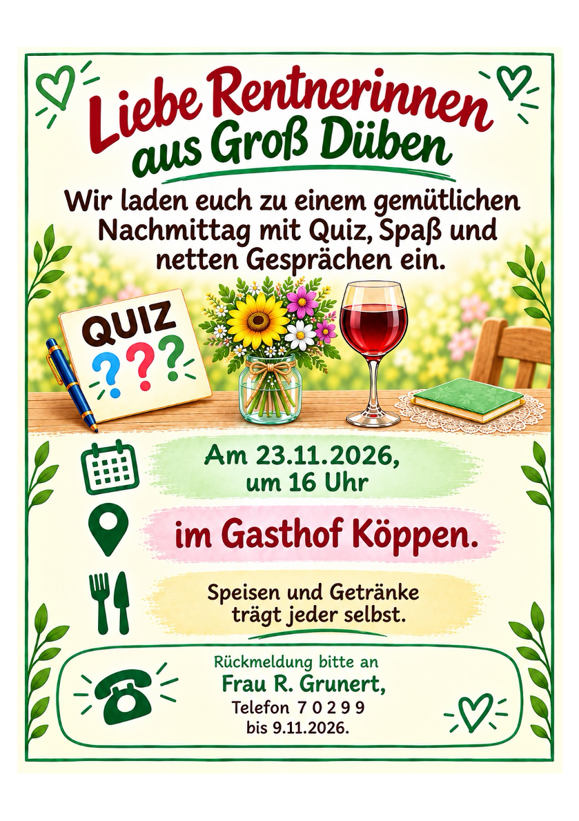 Einladung zum Quiznachmittag