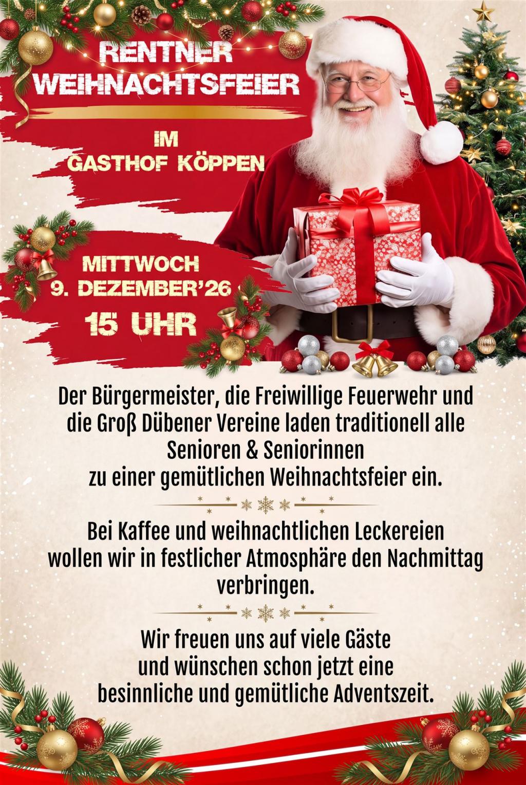 Einladung zur Rentnerweihnachtsfeier