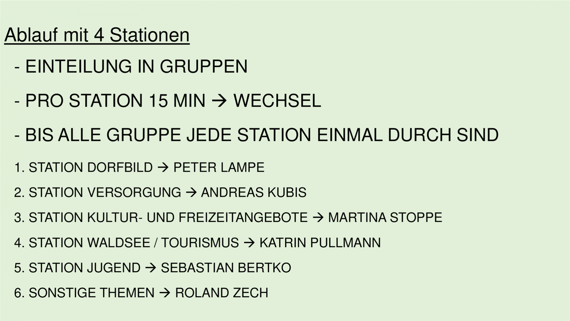 Ablauf mit 4 Stationen